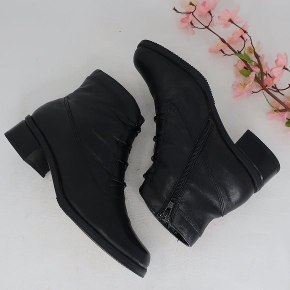 croft & barrow Shoes - Vtg Victorian Black Leather Boots 80s 6.5 M